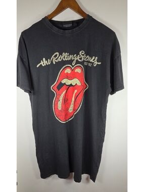 🆕️ The Rolling Stones Tongue Logo Black T-Shirt Dress